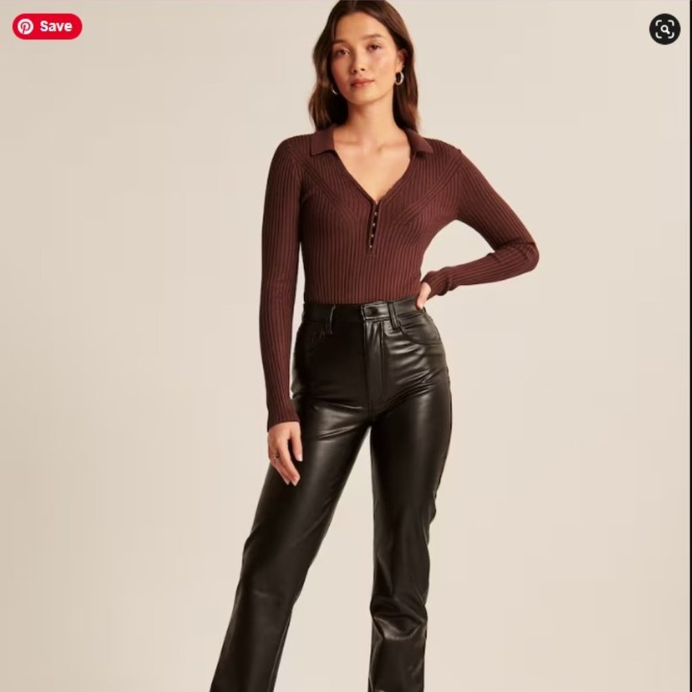 Abercrombie & Fitch Hook-and-Eye Sweater Bodysuit Brown L